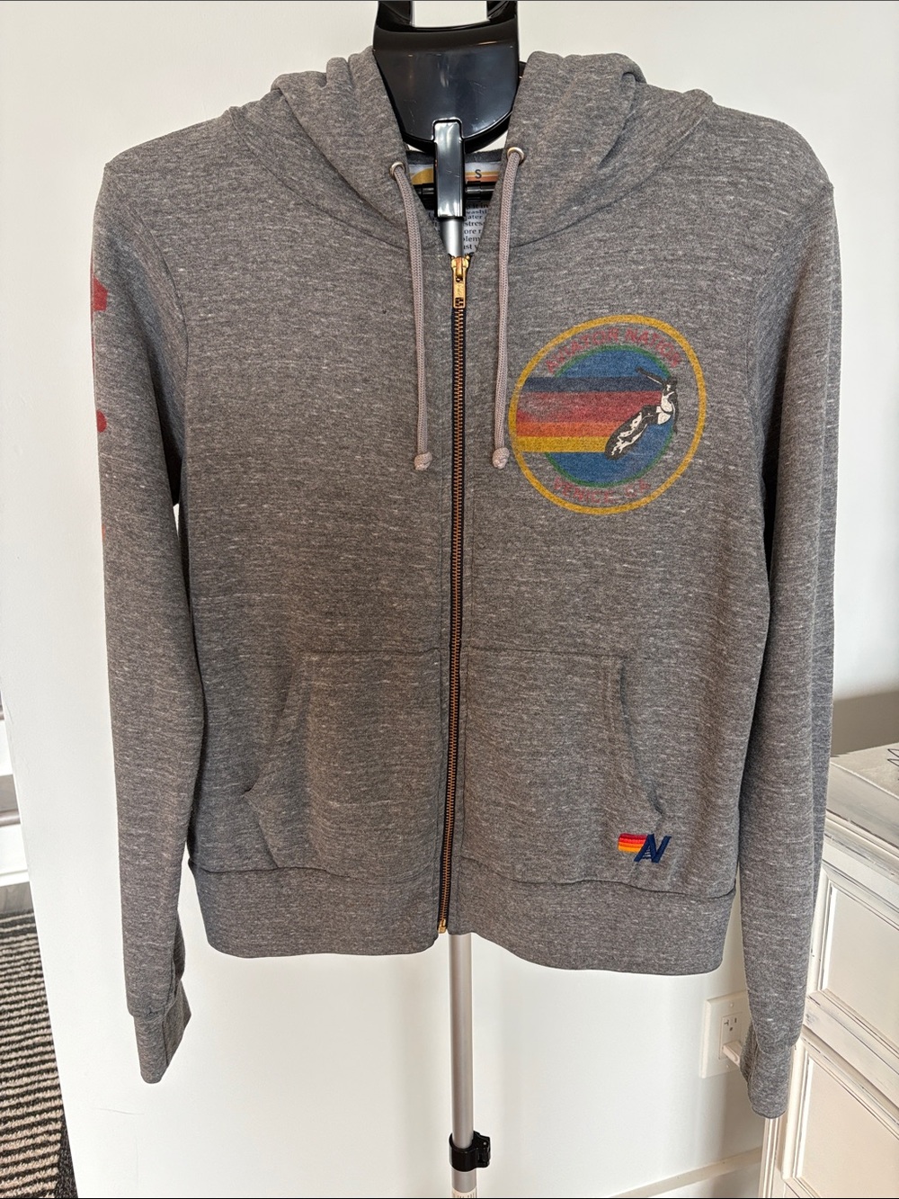 Aviator Nation Full Zip Hoodie ~ Small ~ Heathered Grey - Picture 2 of 16